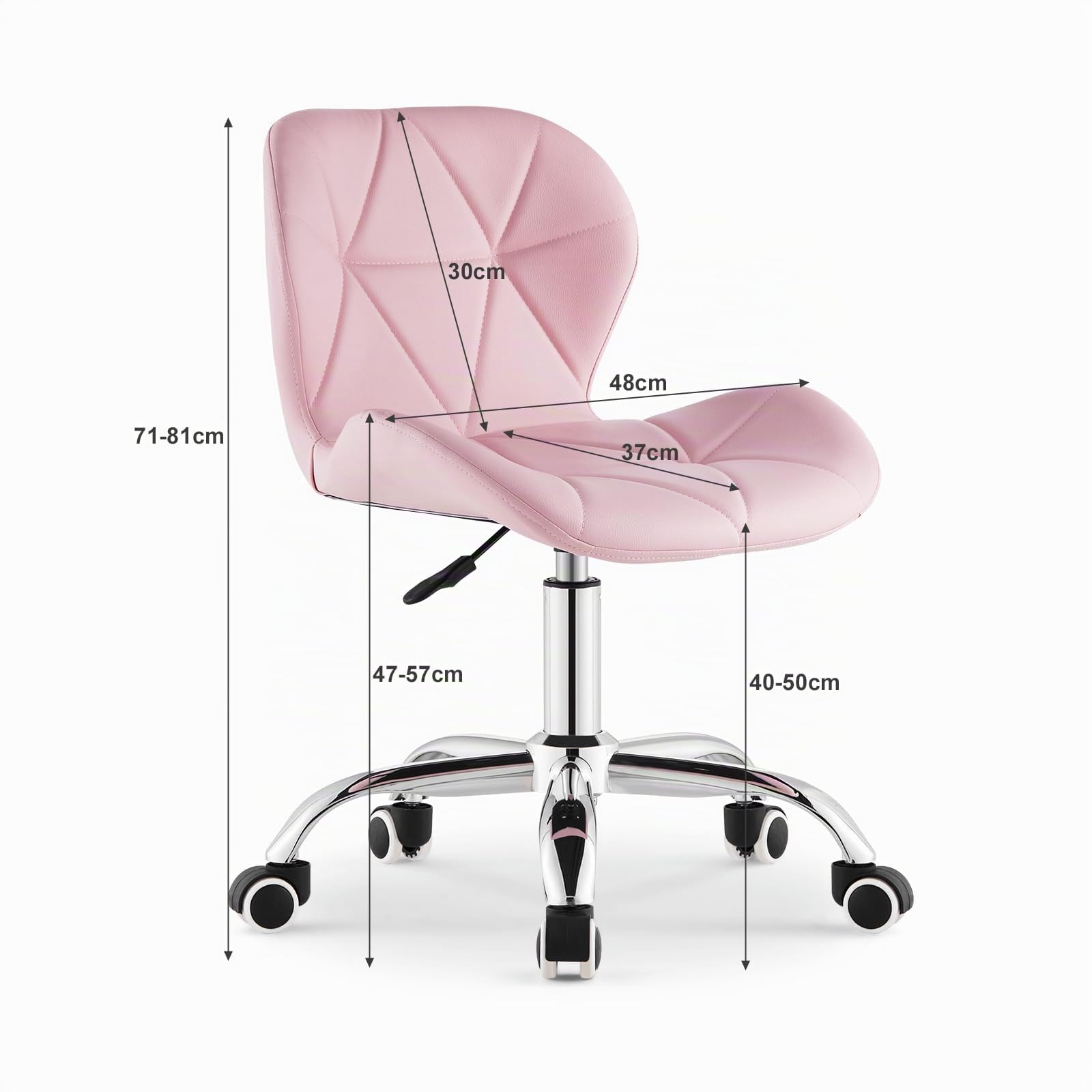 TUKAILAi Silla de Oficina de Piel sintética, Silla de Escritorio Altura Ajustable Ergonómica, Silla Escritorio Juvenil Rueda Transpirable para Estudio Cadeira Escritorio (Rosa)
