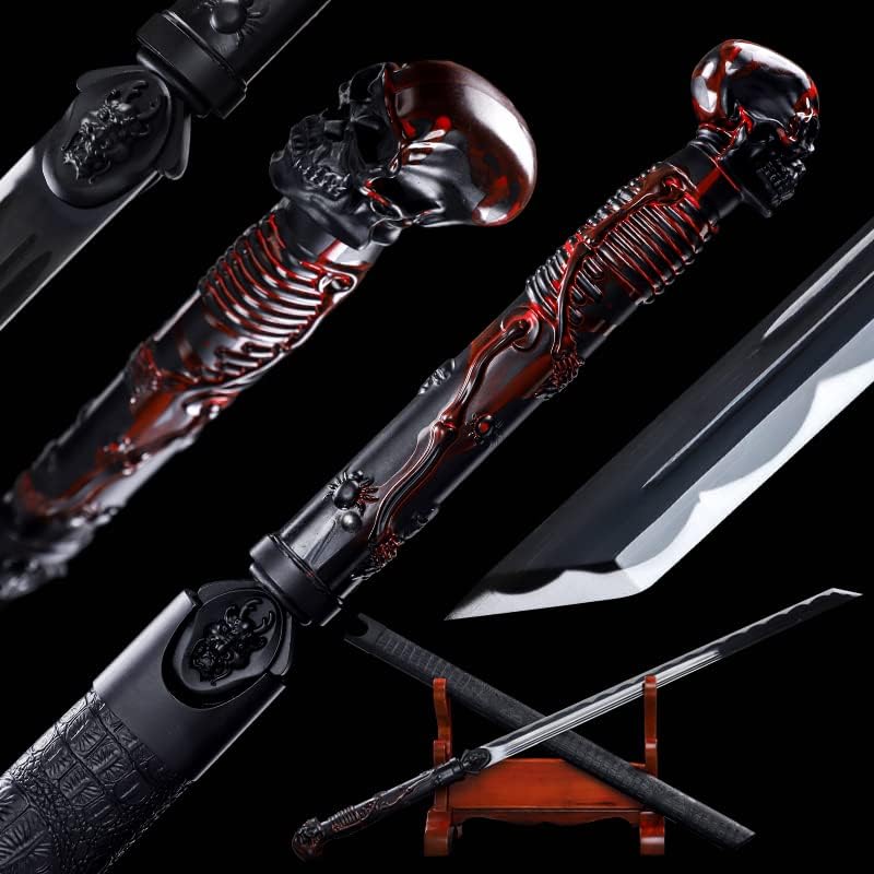 Hand Ground Full Tang Katana Personality Skull Handle High Toughness Tang Transverse Knife Sharp Sword