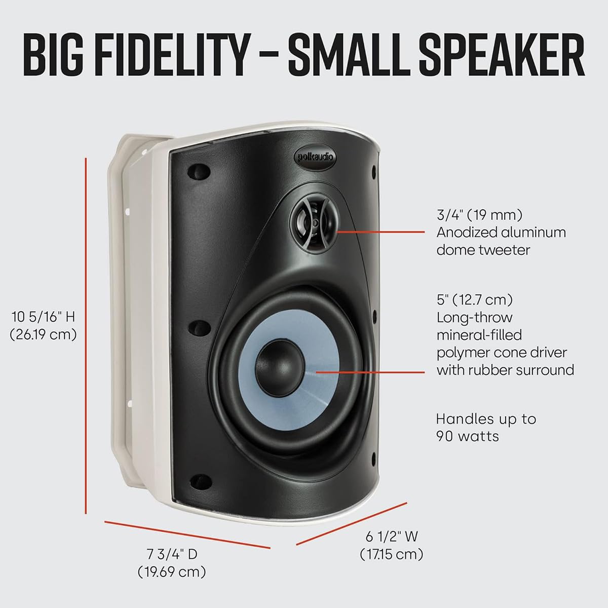 Polk Audio Atrium 5 Enceintes Extérieures 5", Haut-Parleurs 100W, Résistants aux Intempéries, Haute Fidélité - Blanches