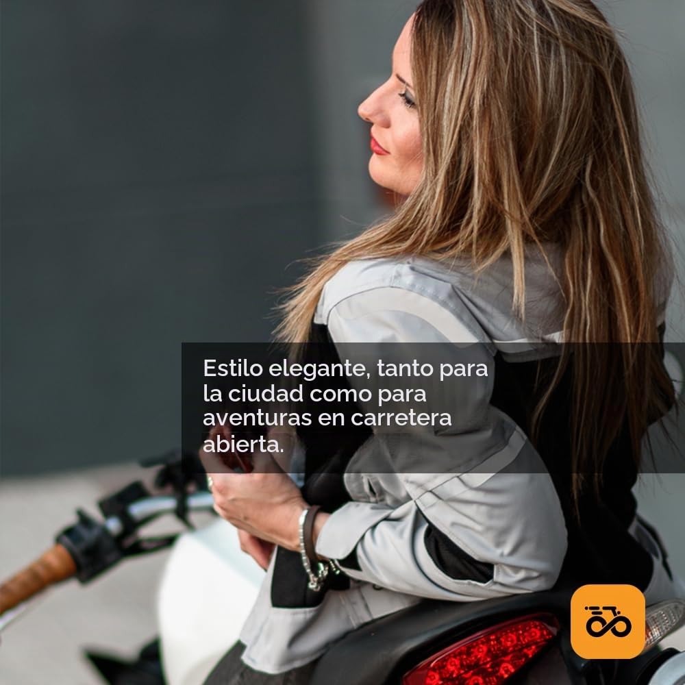 Moore I Chaqueta de Moto Bahia Lady Gris/Negro – Verano, Protecciones CE, Diseño Femenino