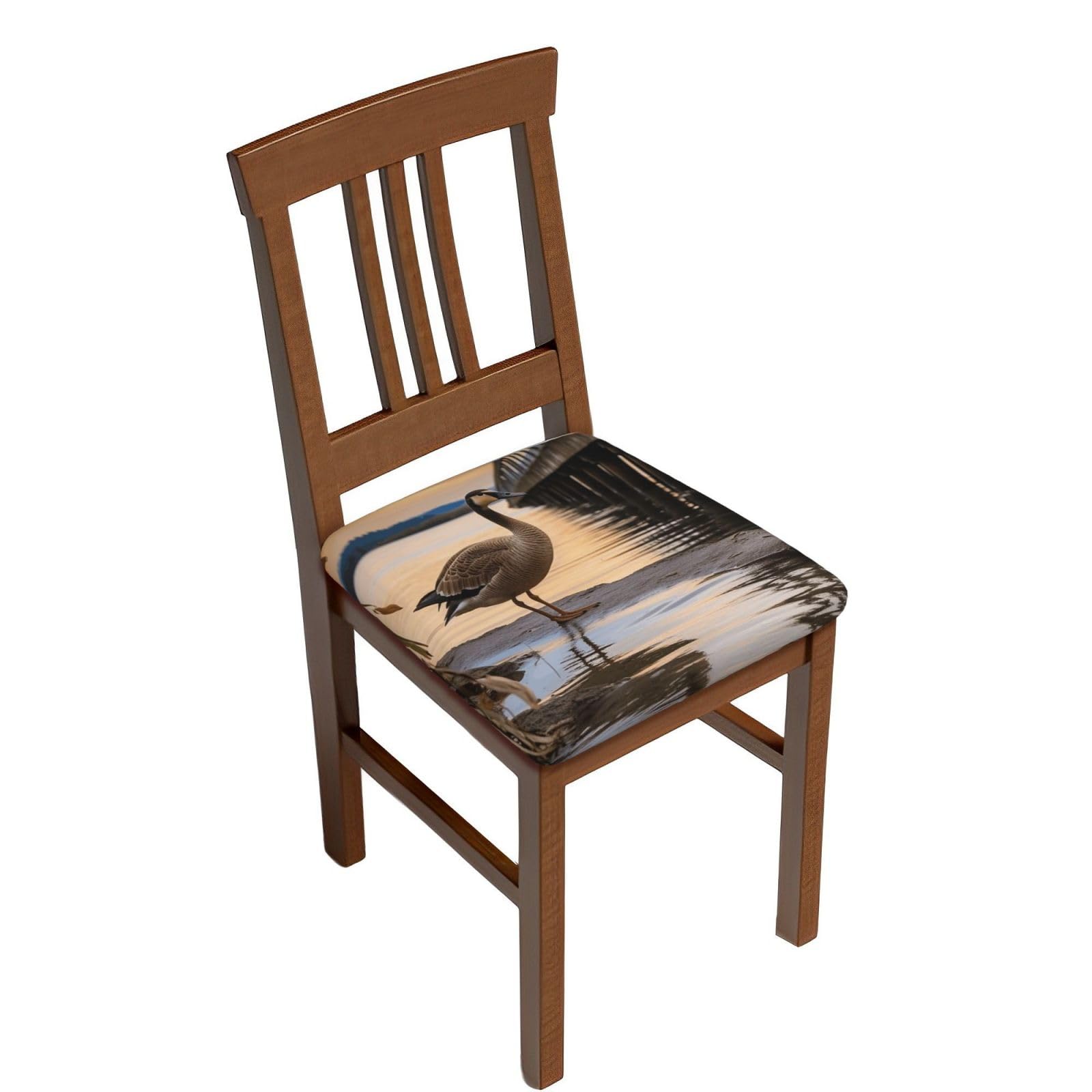 Fodpand Six Piece Wild Goose By The Bridge Square Stool Covers Stretch Removable Square Bar Stool Seat Covers Washable Dustproof Stool Cushion Slipcover Soft Milk Silk Bar Chair Covers With Band