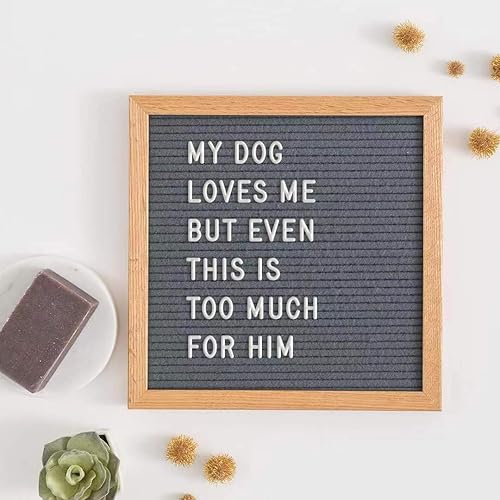 Miniatura 6 de Tablero de letras de fieltro, 10 x 10 pulgadas, letrero de madera intercambiable, marco de madera, montaje en pared, con soporte de exhibición (gris)