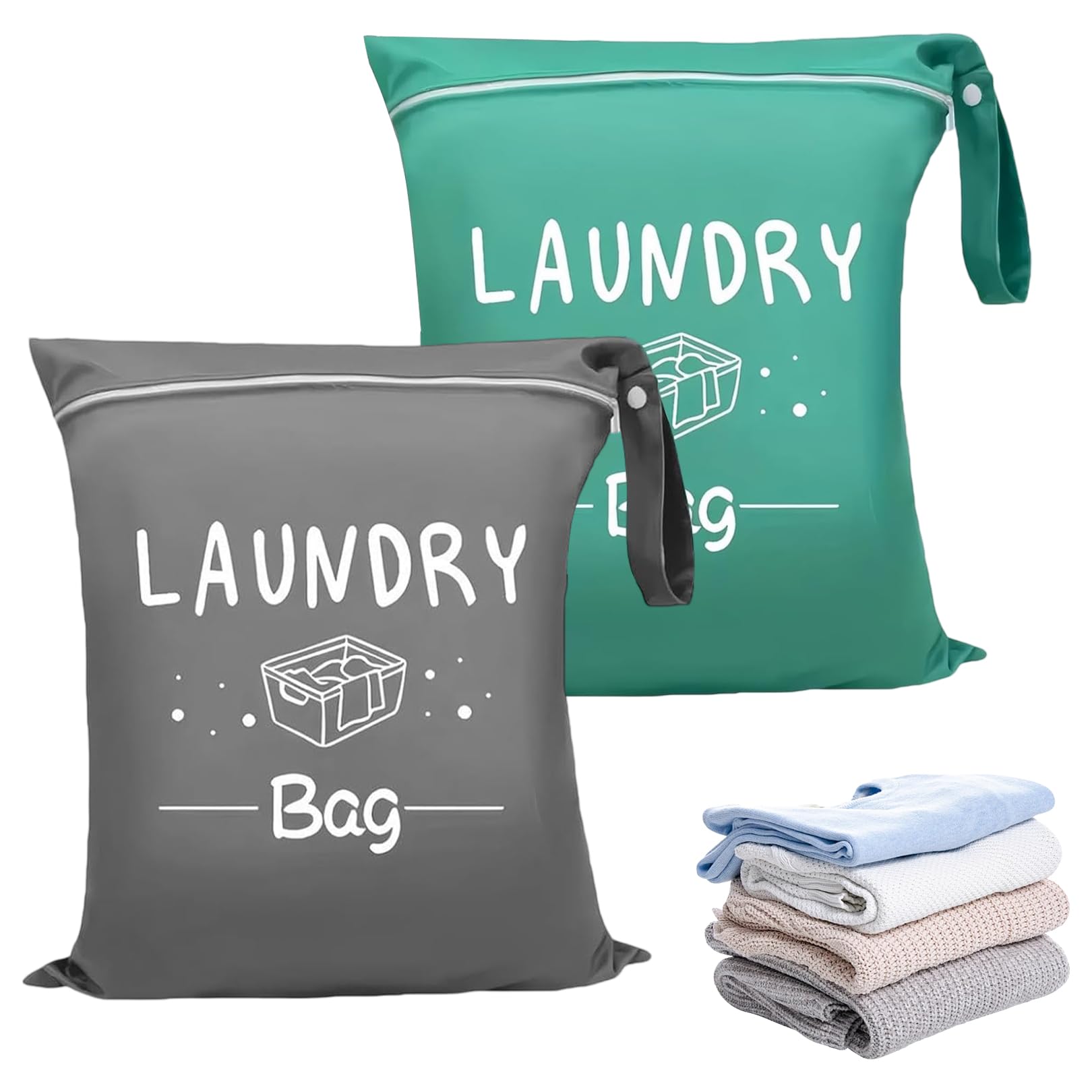 2 Pcs Travel Laundry Bag,Wet Bag For Swimming Costume,48X38CM Laundry Bags For Travelling,Waterproof Lightweight Easy To Carry,Reusable Laundry Bags Ideal For Swimming,Travel,Vacations,The Gym,Camping