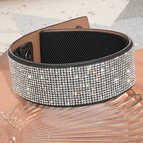 Gleamart Stretchy Rhinestone Waist Belt Crystal Elastic Waistband Sparkle Bling Dress Belt for Women3