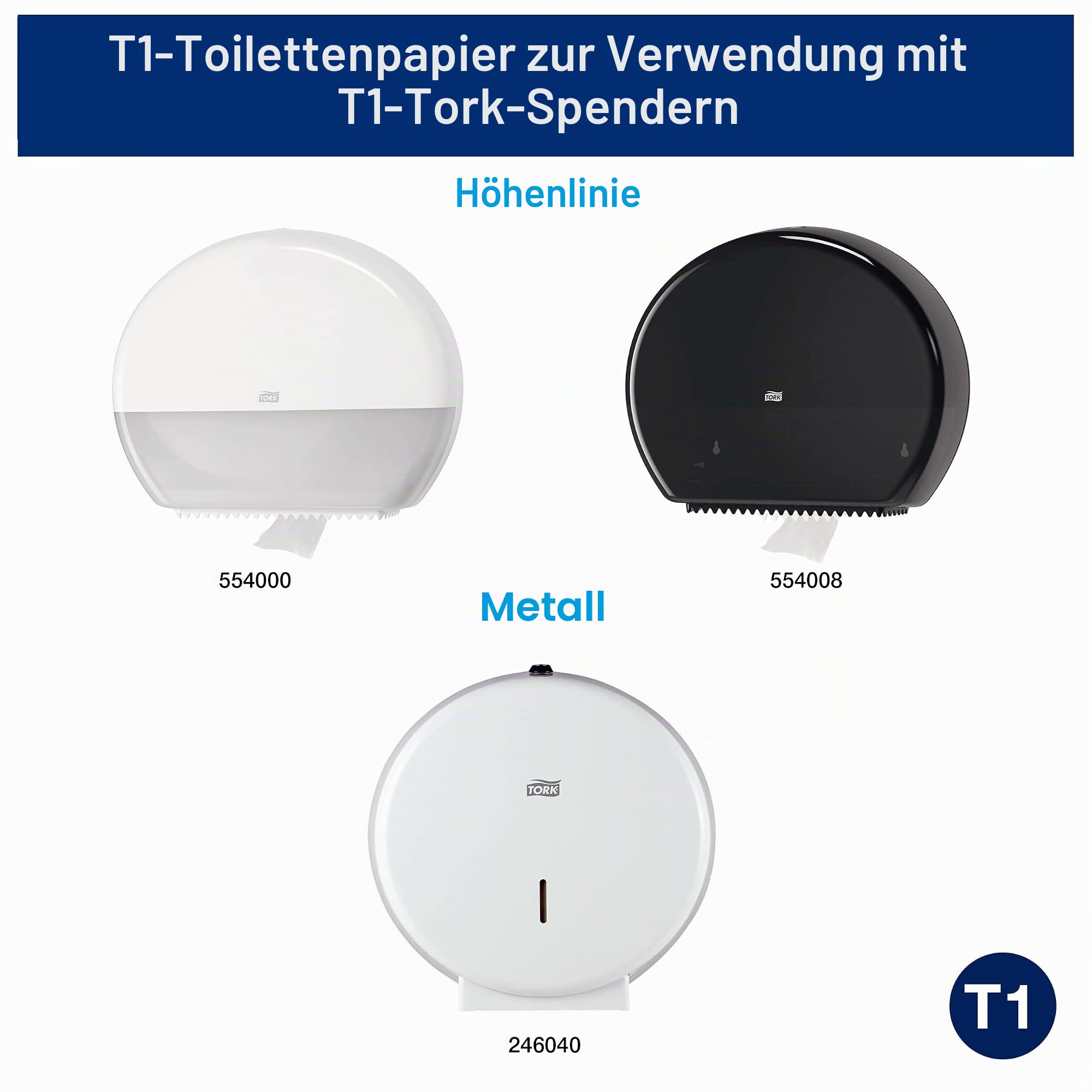 Tork Jumbo-Toilettenpapierrolle Starter Pack - 954000 - T1 + Toilettenpapier-Nachfüllung (360 m)