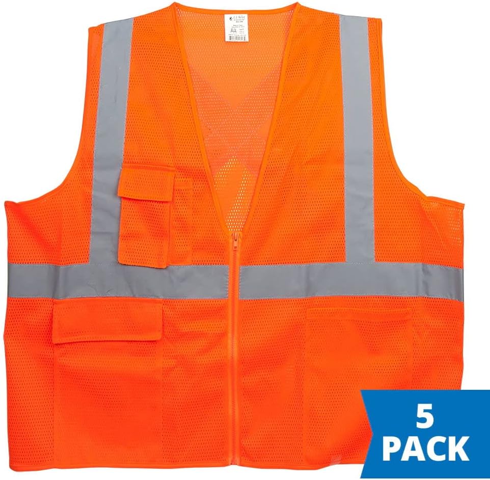 J. J. Keller & Associates, Inc. 5-pk. Type R Class 2 Safety Vest, SAFEGEAR