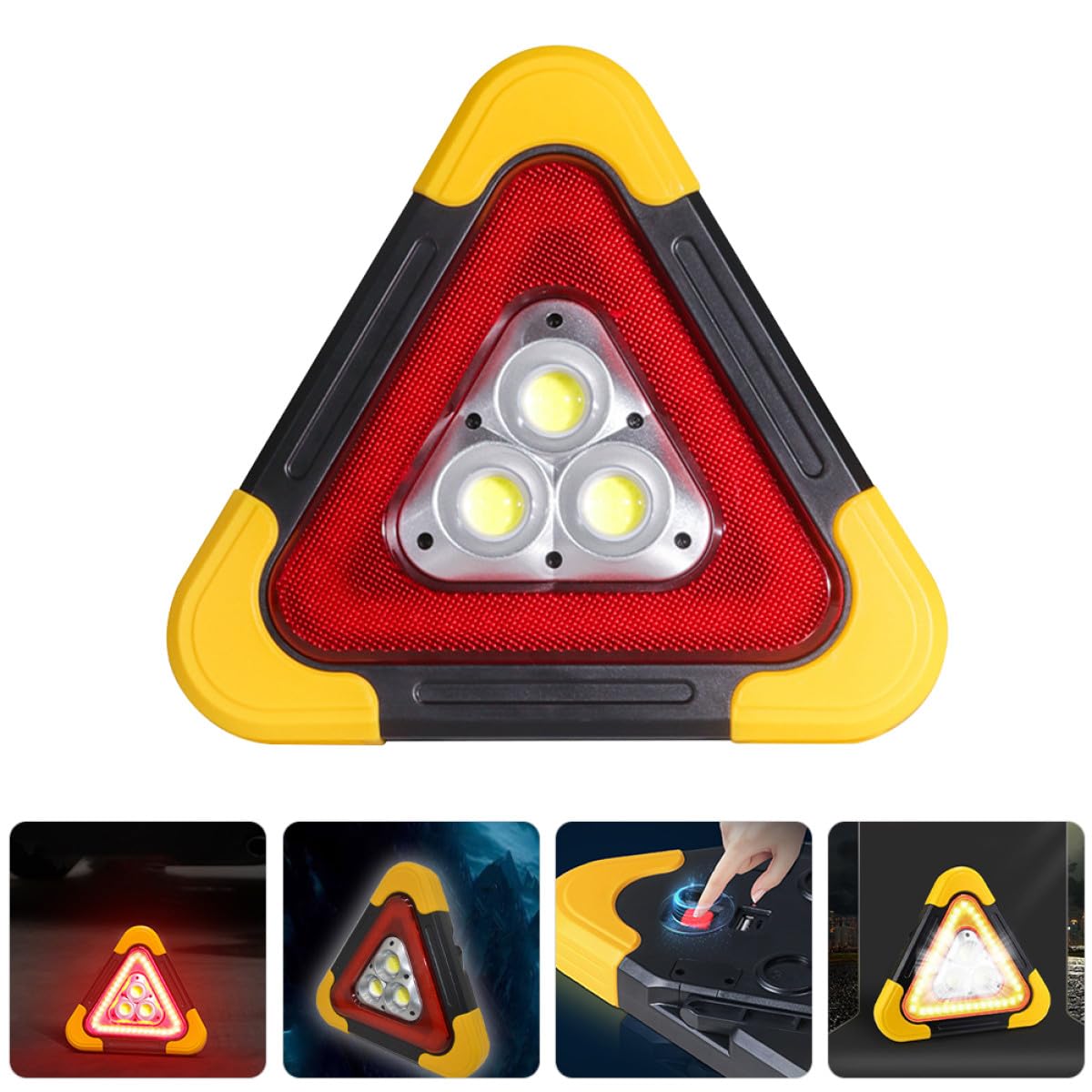 Luz Triangular de Emergencia LED Abs, Triángulo de Advertencia Portátil | Multifunción, Señal Luminosa para Carretera y Emergencia, Uso en Tractores y Vehículos de Mantenimiento