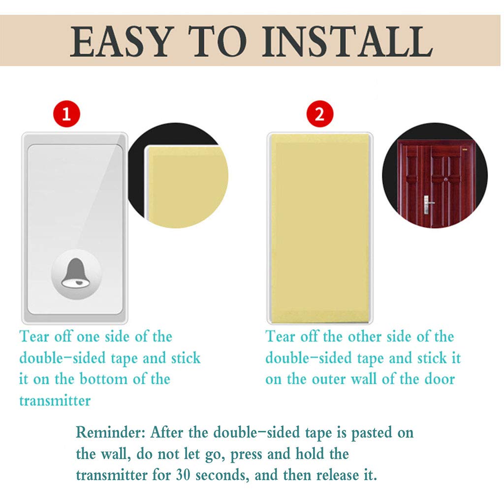 Timbre Inalámbrico, Kit De Timbre De Puerta Inalámbrico Enchufable De Pared A Prueba De Agua IP44 con Alcance De 660 Pies, 58 Timbres, Volumen De 4 Niveles, 4 Receptores para El Hogar,Blanco