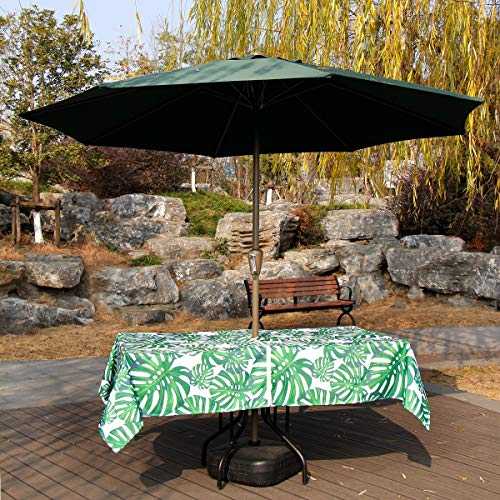 Image of EHouseHome Outdoor Indoor 60x84 inch Rectangle Tablecloth with Umbrella Hole and Zipper, Waterproof Zippered Patio Cloths, Spring /Summer Table Covers for Backyard Circular Table /BBQs /Picnic
