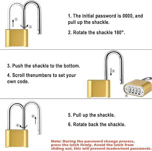 Miniatura 7 de Lockwise Candado de combinación de 4 dígitos, resistente a la intemperie, para casillero de gimnasio al aire libre, establece tu propio candado de