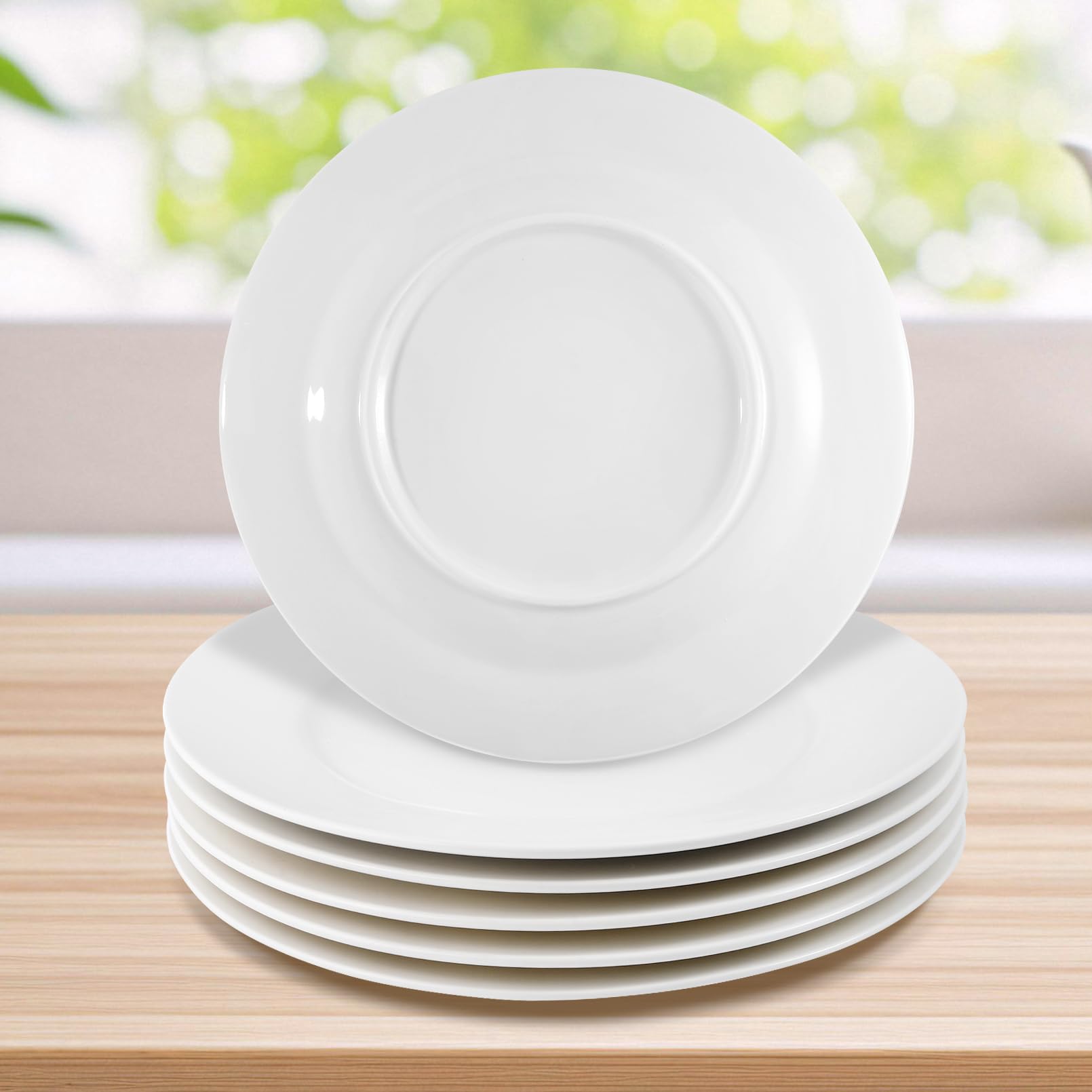 6 piatti piani in porcellana, piatti rotondi da 26 cm, piatti in ceramica bianca, piatti da insalata, piatti per bistecche, patas, pizza, catering, antigraffio, adatti al forno a microonde