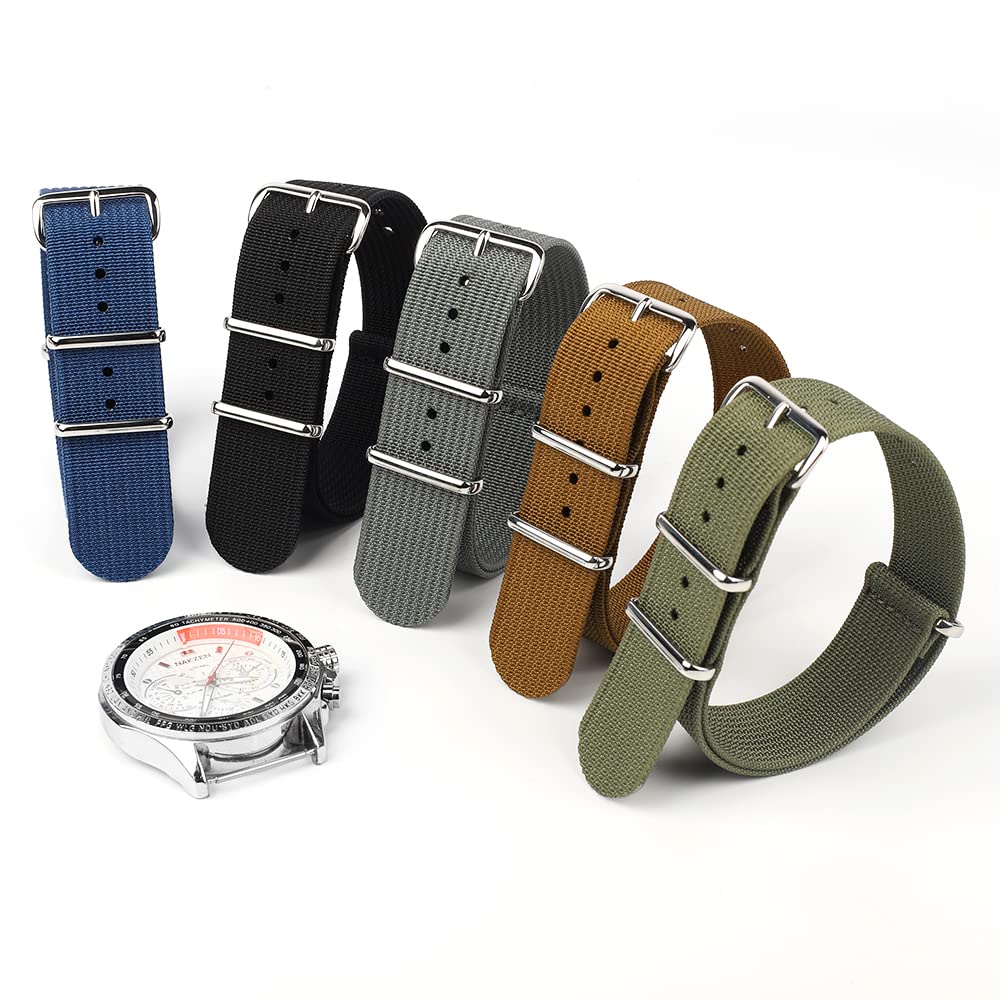 Bracelets élastiques en nylon tressé à boucle régl Bracelet de montre nervuré 20mm 22mm bracelet de montre en Nylon remplacement for hommes femmes tresse tissu balistique bracelet de montre bracelets