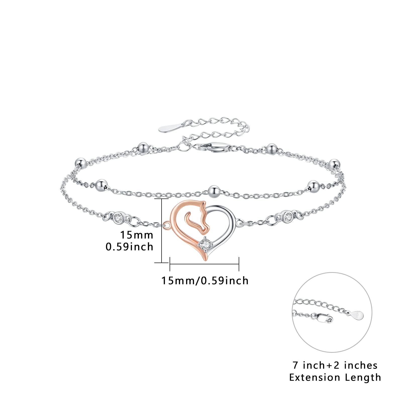 Tier Armbänder 925 Sterling Silber Eule/Fuchs/Hochland Kuh/Pferd Verstellbar Armband Schmuck Geschenk für Mädchen
