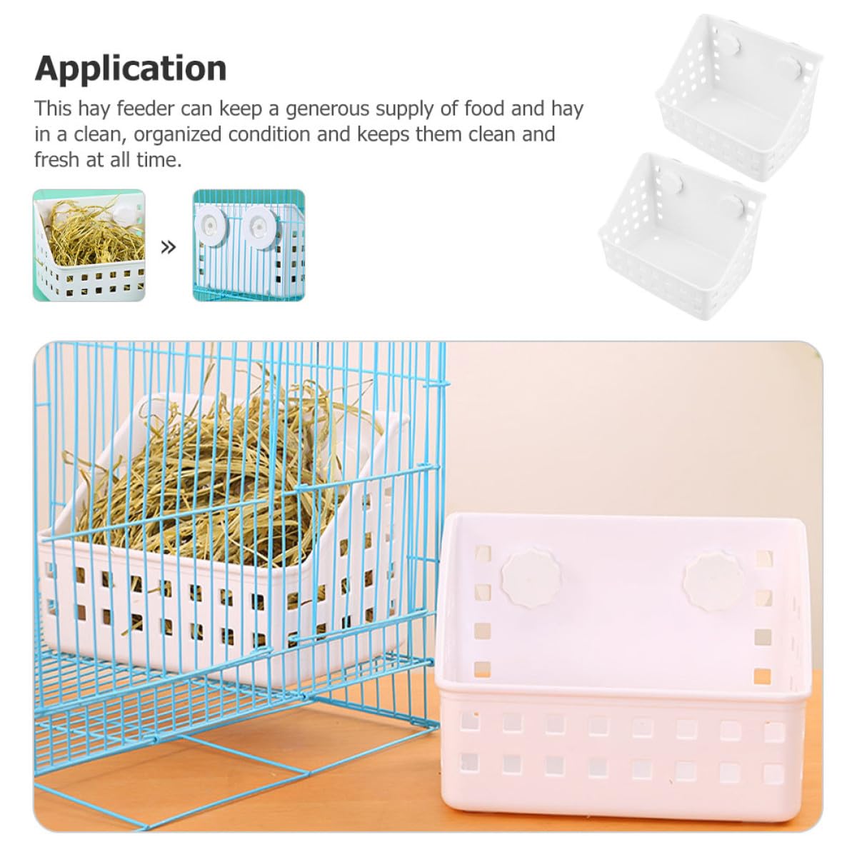 Râtelier à Foin Fixe pour Cage, Lot de 2, Plastique Blanc