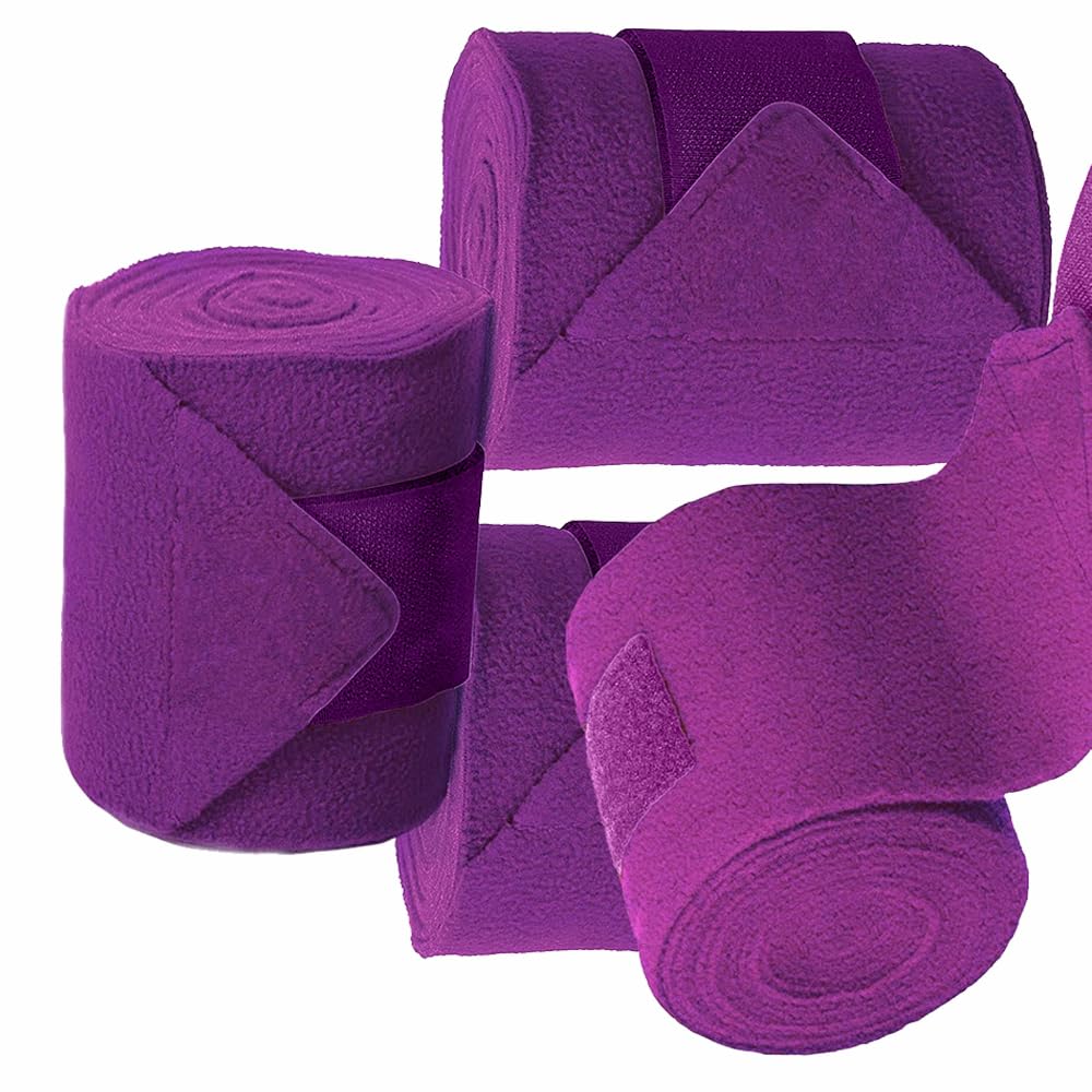 4Pcs Purple Horse Bandages Leg Wraps, 12cm Equestrian Leg Wraps Stable Bangages for Horse/Pony Lightweight Breathable