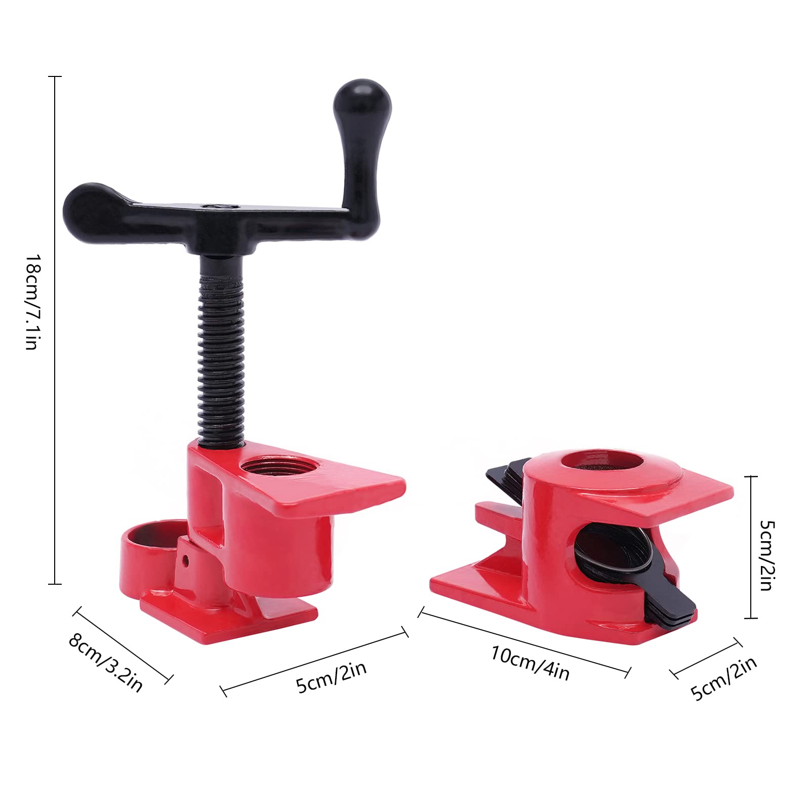 Juego de abrazaderas de madera y metal para carpintería, fábrica de muebles, tubo de hierro fundido, abrazadera de tornillo de 3/4 pulgadas, juego de abrazaderas de tubo de 26,5 mm (6)
