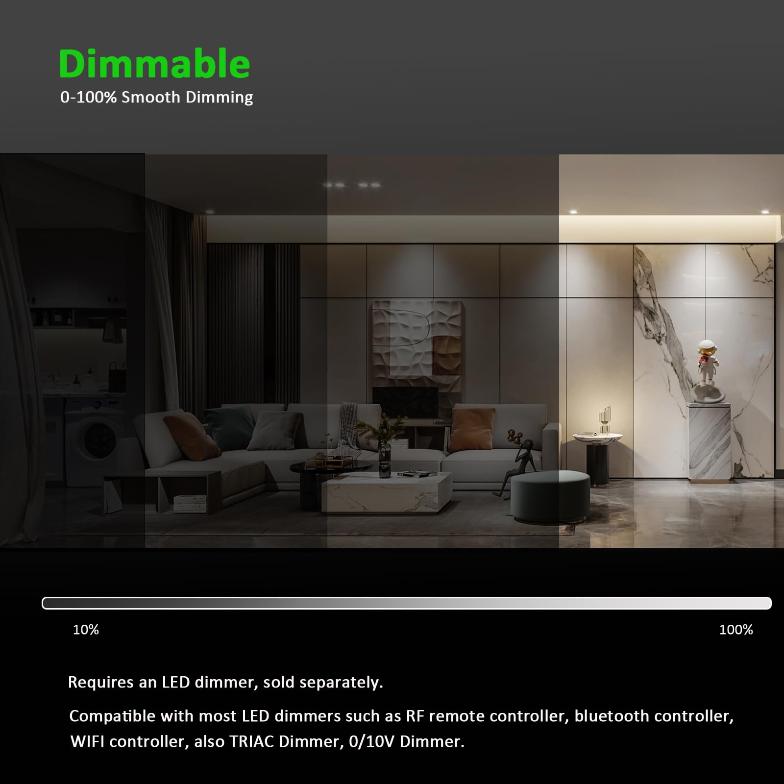 JOYLIT 15M Striscia LED COB 24V Bianca Natural 4000K, 480LED/M CRI 90+ 10500LM Alta Luminosità Dimmable Autoadesivo LED Strip Per Camera da Letto, Armadietti Della Cucina (Alimentazione non Inclusa)