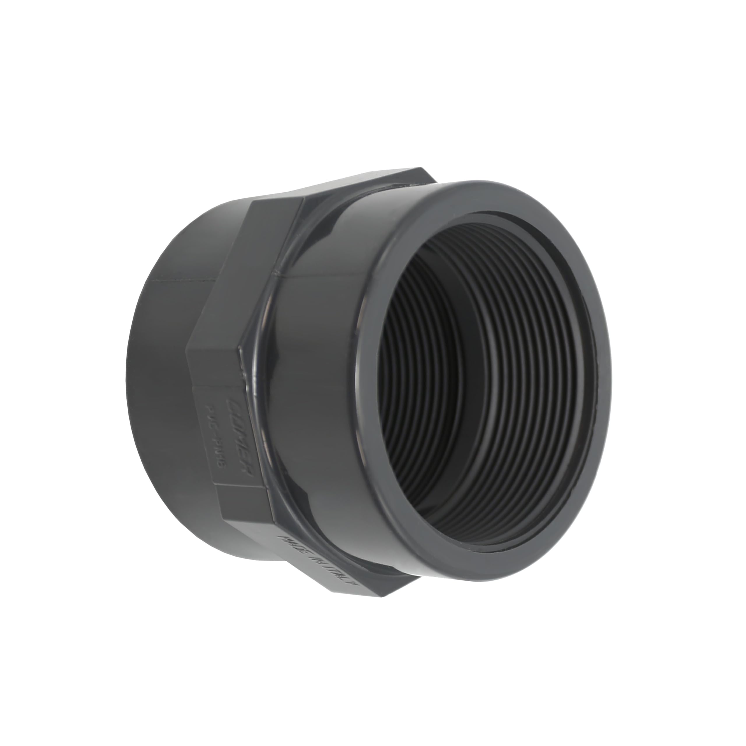 HAF® 2 manicotti filettati in PVC con 2 filettature interne da 1 1/2" | Manicotto di transizione in PVC grigio per raccordi tubi, tubi per piscine UVM. | 1,5 pollici | Qualità: Made in Europe