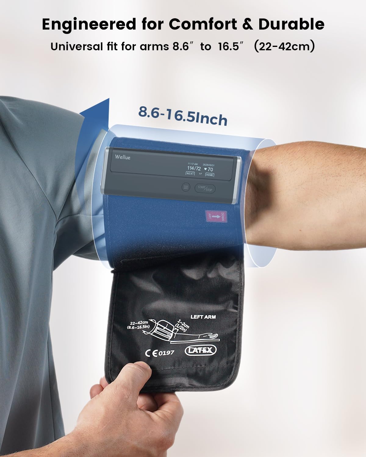 Wellue BP2 Connect -Tensiómetro de Brazo con ECG, Sincronización Wi-Fi y Bluetooth, Monitor de Presión Arterial, Monitoreo Cardíaco ECG, Mediciones en Tiempo Real