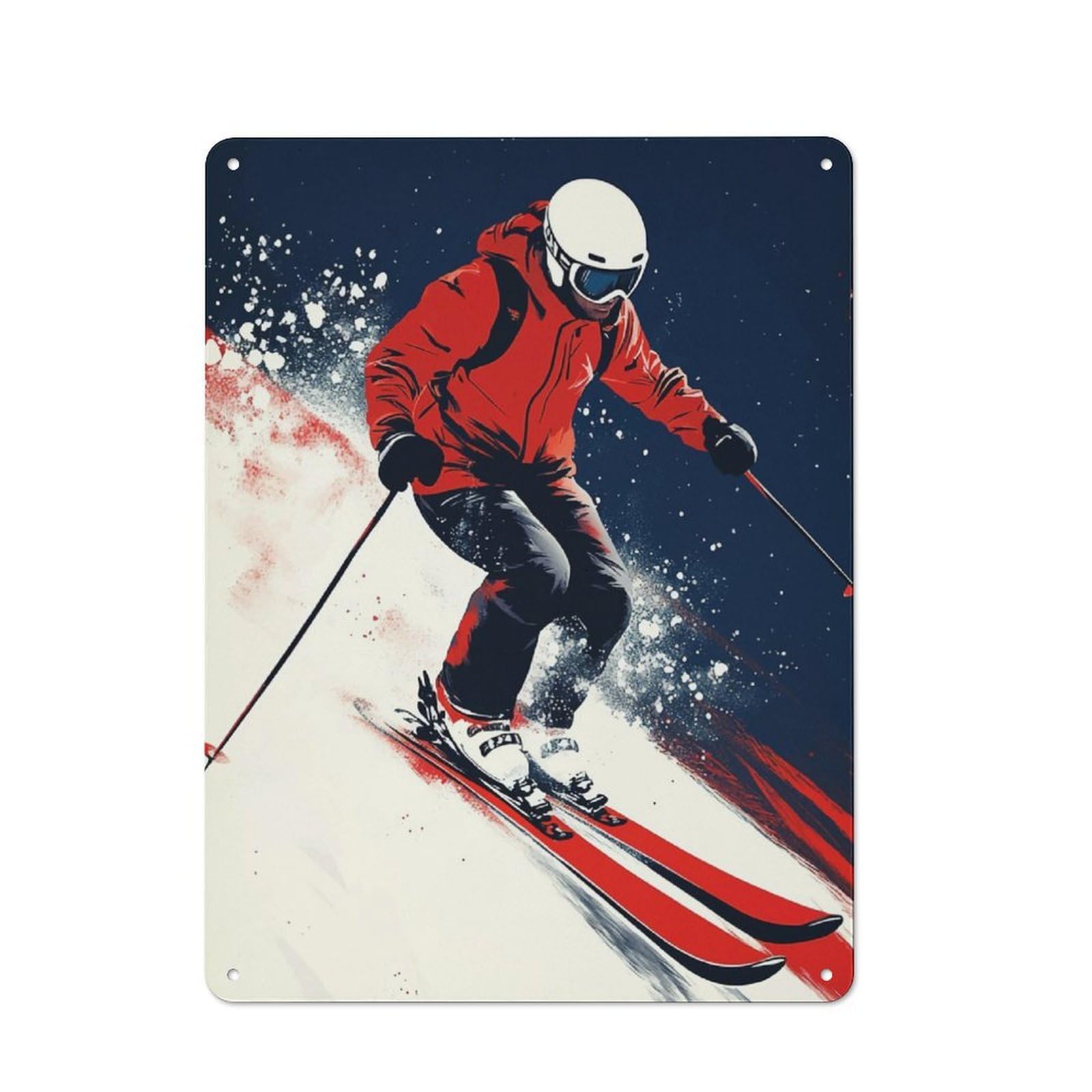 Junmoney Skier In Action Retro Metal Sign 40X30cm For Garage Wall, For Home Interiors And Metal Sign Collectors