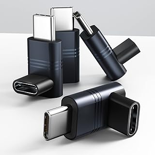 90 Degree USB C Right Angle Adapter,UseBean(4-Pack) Up&Down PD 100W 20Gbps USB Type-C 3.2 Gen2 Male to Female 4K Video Extension Extender,USB-C Extended Converter for Steam Deck,Switch,MacBook,etc