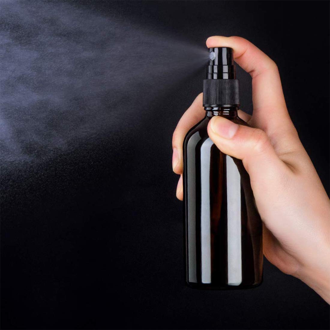 O-Kinee Bottiglie di Vetro Ambrato 8 pcs Flacone Spray di Bottiglie Da Viaggio Contenitore Riutilizzabile per Spray, Cosmetici, Aromaterapia, Medicina, olio Essenziale,Profumo (100ml)