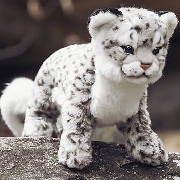 Snow Leopard Stuffed Animals Plush Toy, 18 Inches Realistic White Leopard Plushies