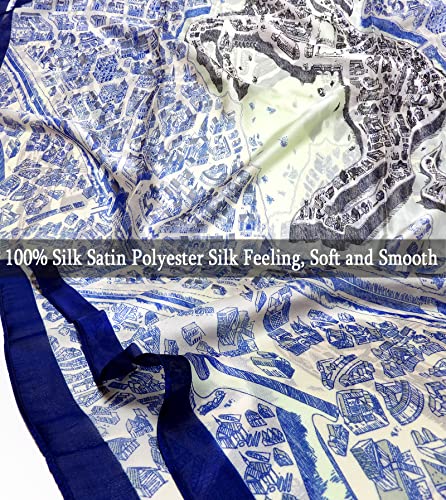 Long Silk Scarf Summer Lightweight Satin Shawl Outdoor Floral Large Wrap 70''X35''3