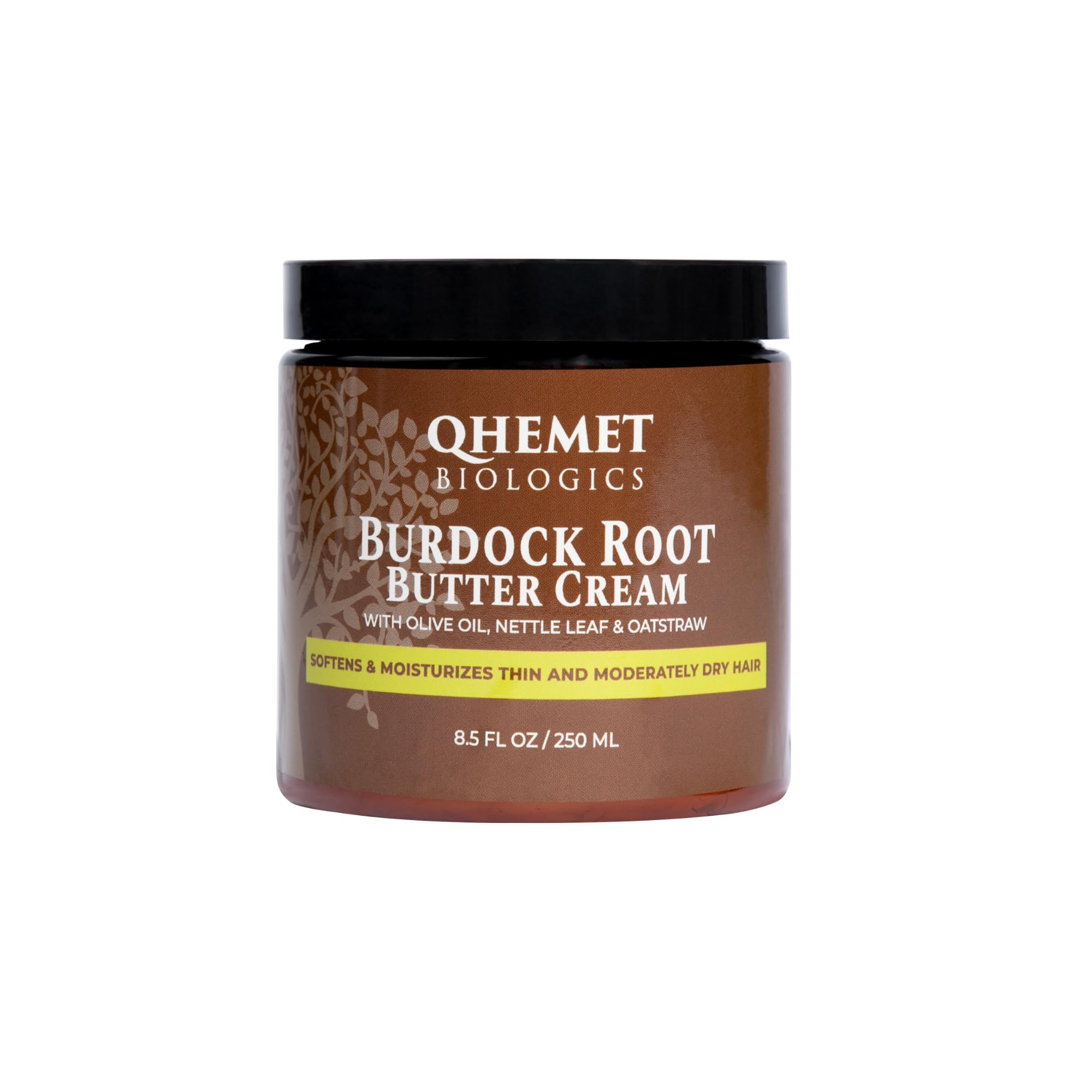Qhemet Biologics Burdock Root Butter Cream - Leave-In Moisturizer for Low Porosity Hair - Helps Soften and Smooth Dry, Brittle Edges - Conditioning Botanicals to Nourish Scalp (8.5 oz)