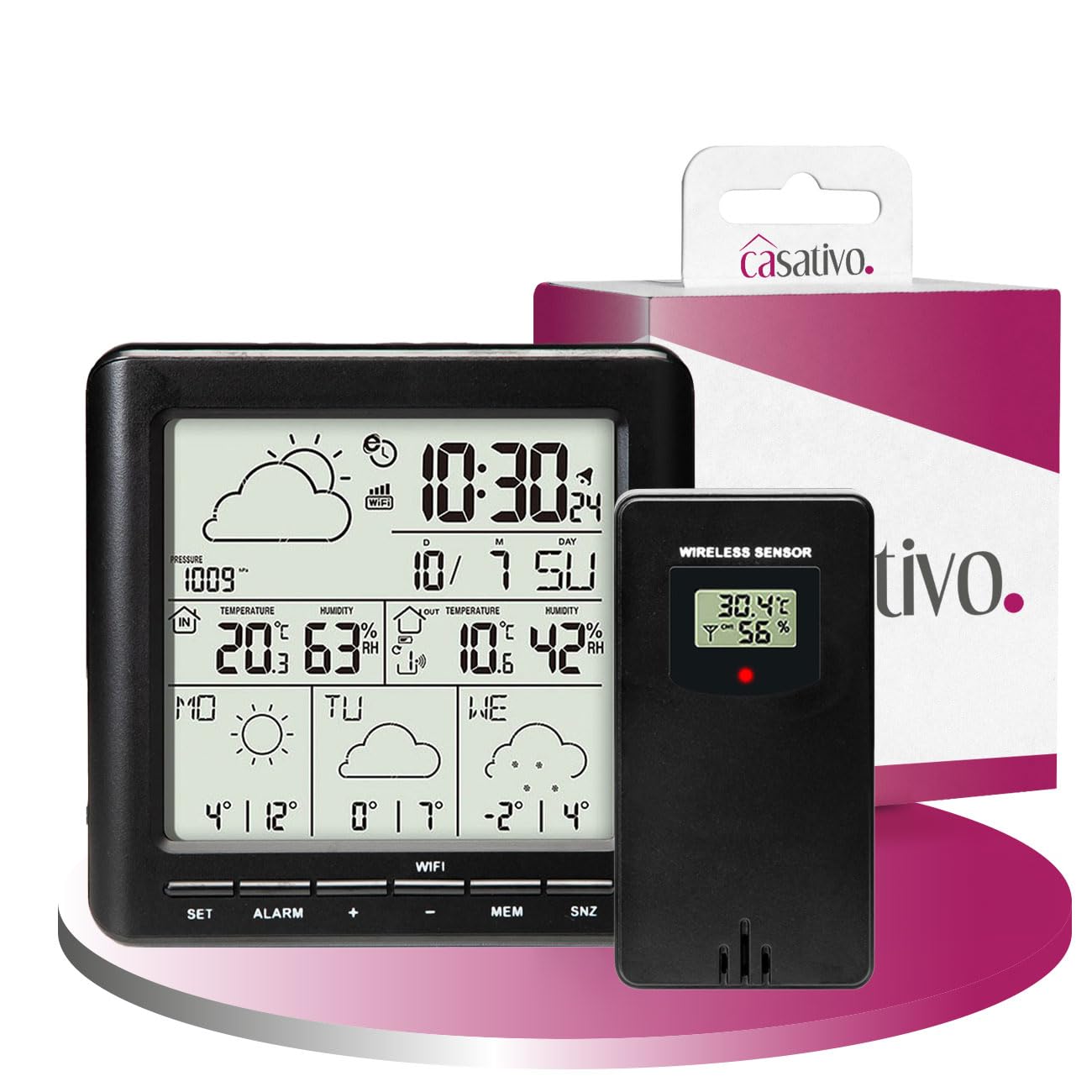 WLAN-Wetterstation mit Aussensensor: 4-Tage-Prognose, App-Zugriff weltweit, Schwarz – Übersichtliches Display für genaue Wetterdaten
