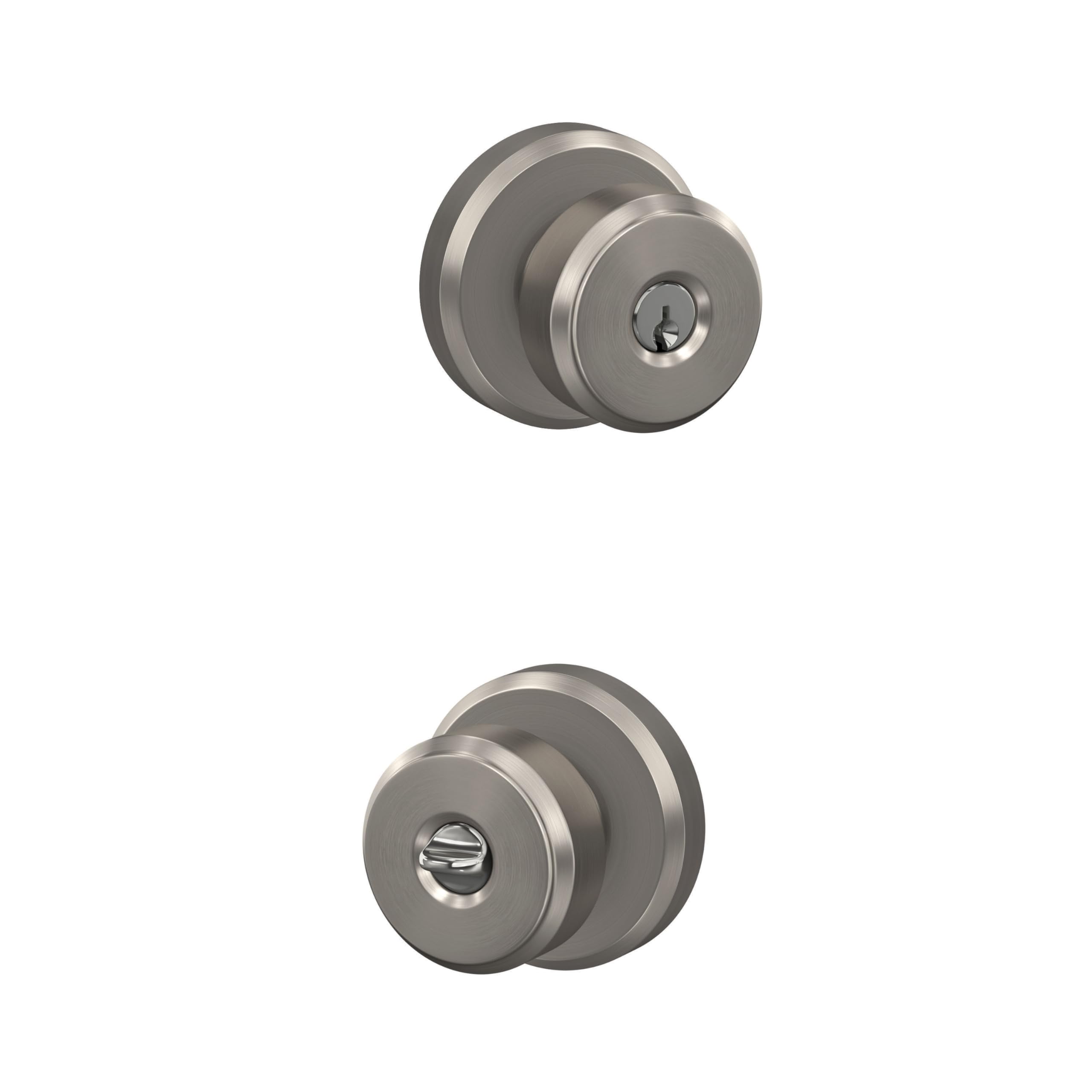 SCHLAGE Bowery Keyed Entry Door Knob, Interior/Exterior, Satin Nickel