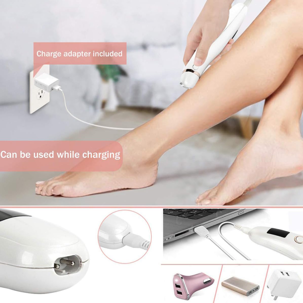 ibasenice Epilatore Elettrico Donna Batteria 600mah, Design Ergonomico in Abs Leggero per Rimozione dei Peli Viso e Corpo