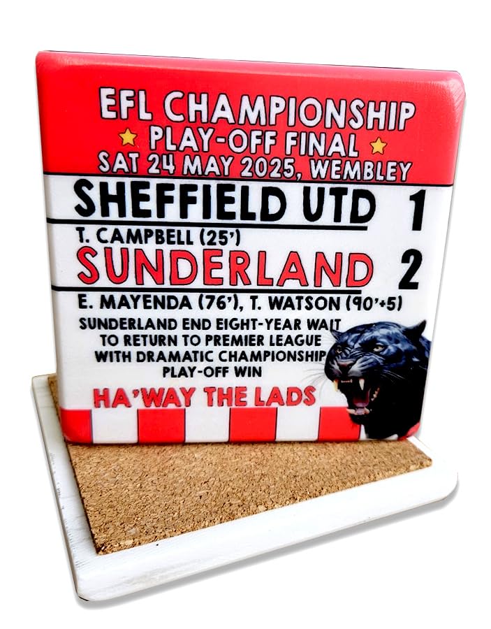 Sunderland Til the end black Cat, 2025 Championship play-off Final,Wembley, Sunderland 2 vs 1 Shefield Utd Marble coaster (2025 Final)