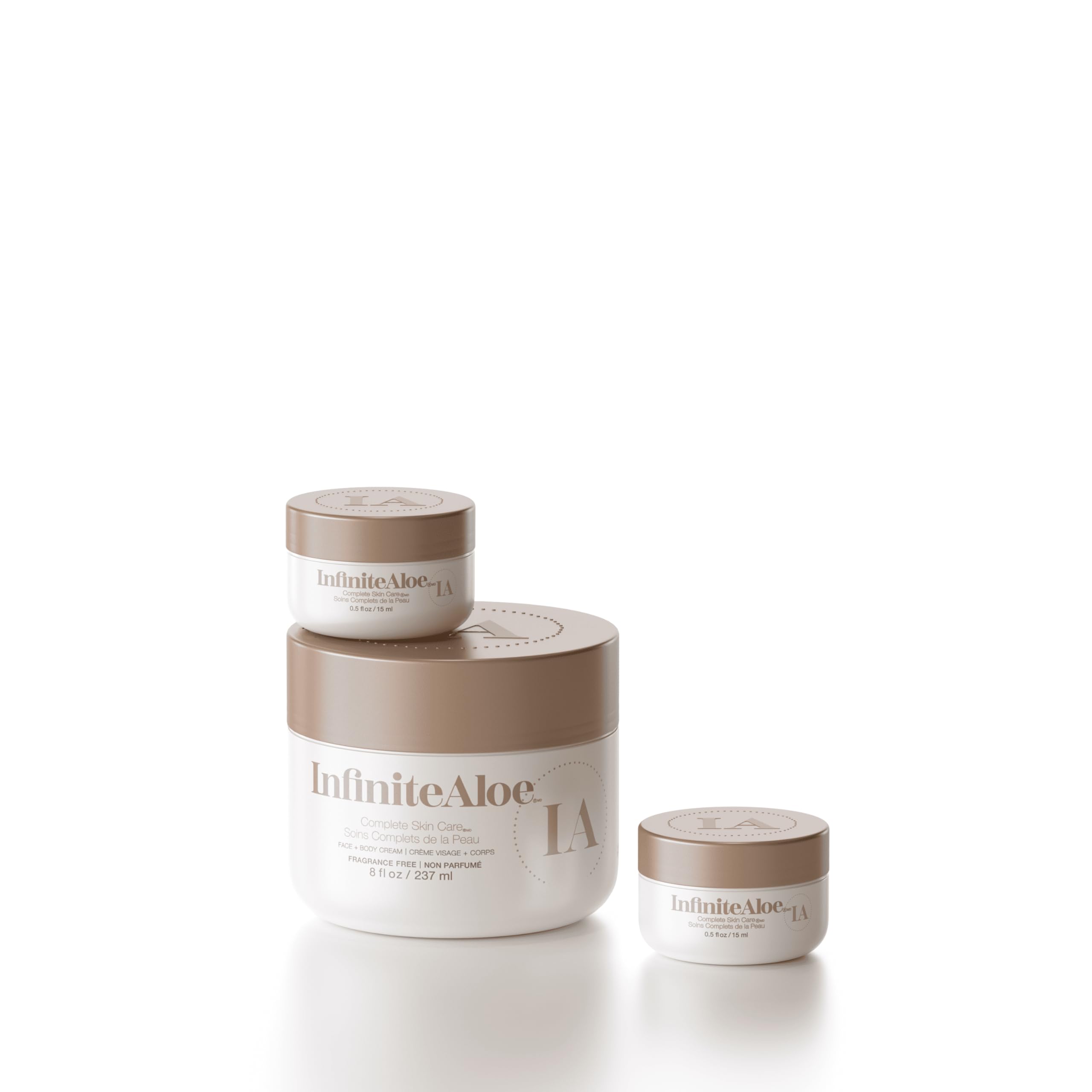 InfiniteAloe, Aloe Vera Body & Face Moisturizer – Fragrance Free Face Cream, Body Cream, Hand Lotion for Dry Skin – 1 Large Jar (8 Oz.) & 2 Travel Jars (0.5 Oz.) Packaging Design May Vary