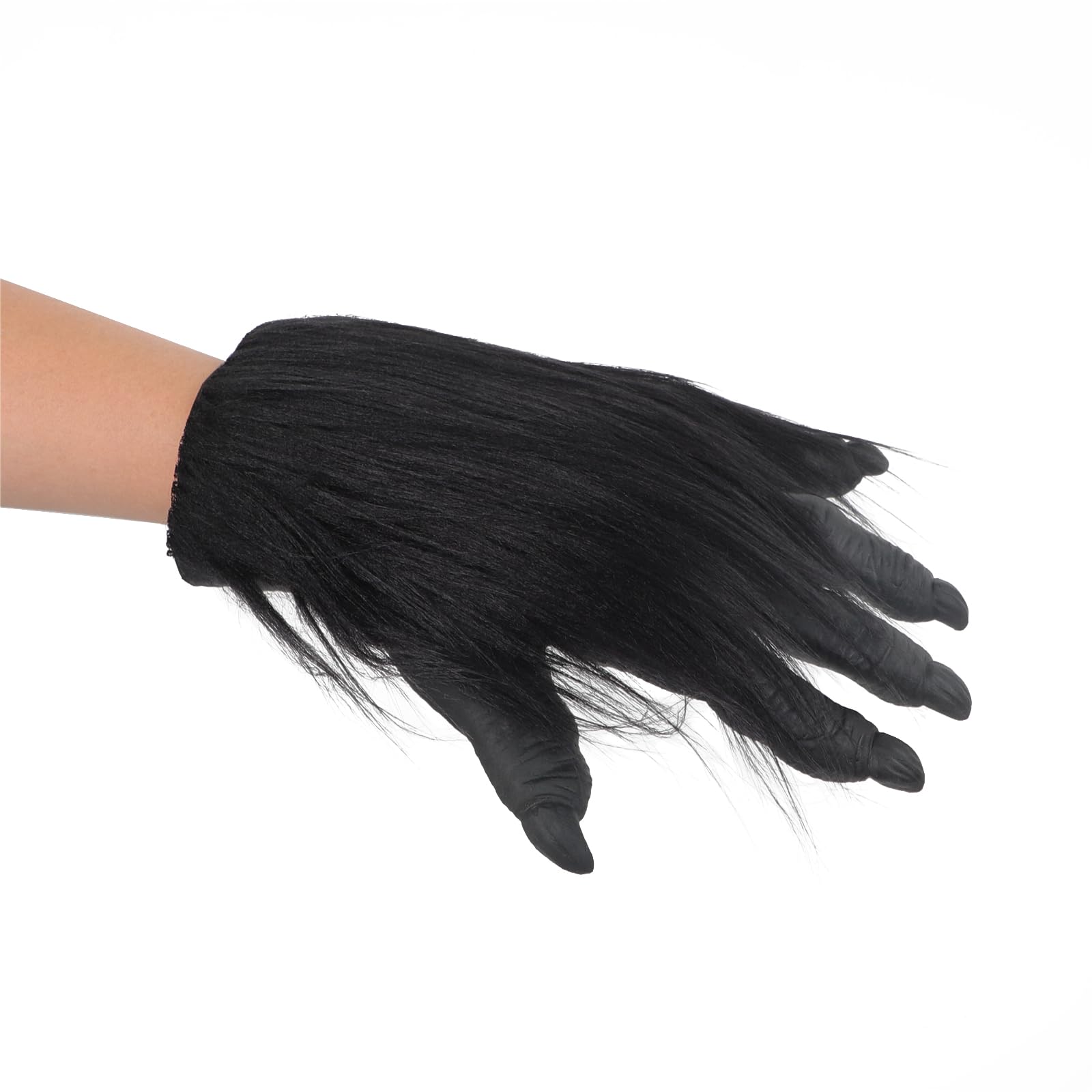 Halloween Orangutan Gloves Beast Paw Gloves Claw Hairy Furry Wolf Gloves for Adults Cosplay Party Fancy Dress Themed Parties Festival Stage Costume Accessory (Black) - Image 4
