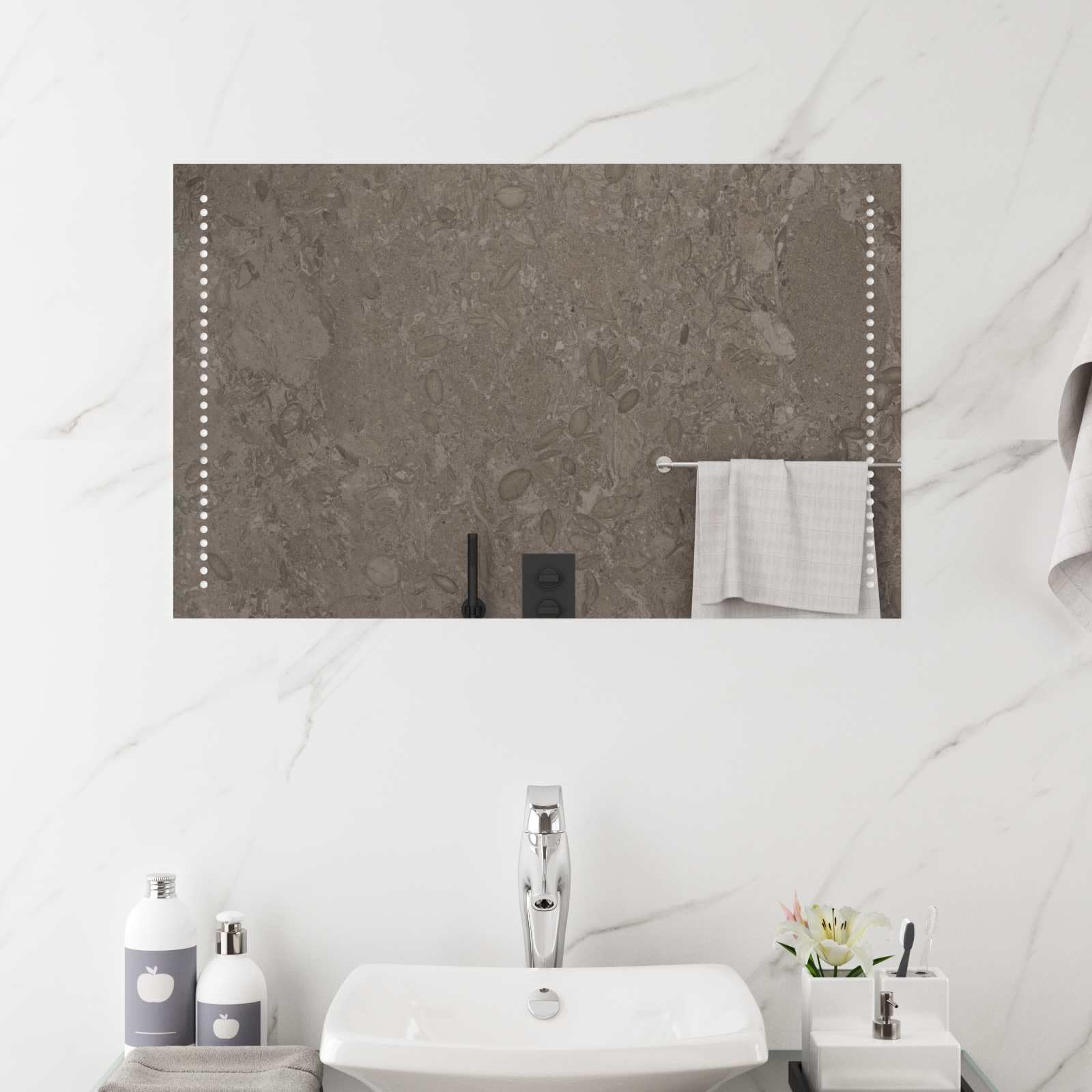 SYDE Lustro łazienkowe LED przezroczyste 80 x 50 cm szkło hartowane