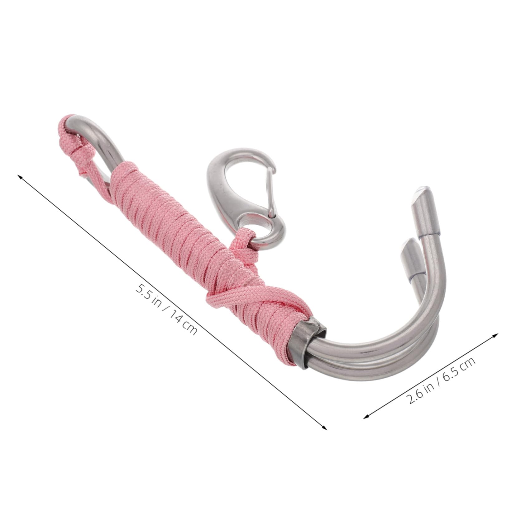 POPETPOP Stainless Steel Submersible Hook Dive Safety Gear Double Reef Coil Lanyard for Scuba Diving