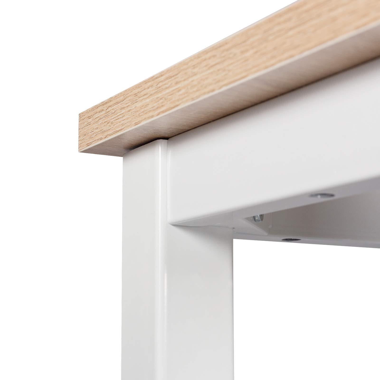 WOLTU Tavolo Alto con 2 Sgabelli, Set Pranzo per Cucina, Sala da Pranzo, Isola da Cucina, Sgabelli Rotondi, Struttura in Metallo, Design Industriale, Rovere Chiaro