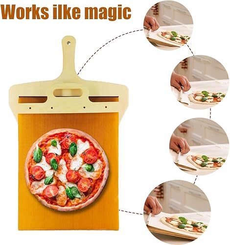 Miniatura 5 de Pala de pizza deslizante de cocina con asa, cáscara de pizza deslizante antiadherente, cáscara de pizza deslizante inteligente, cáscara de pizza que