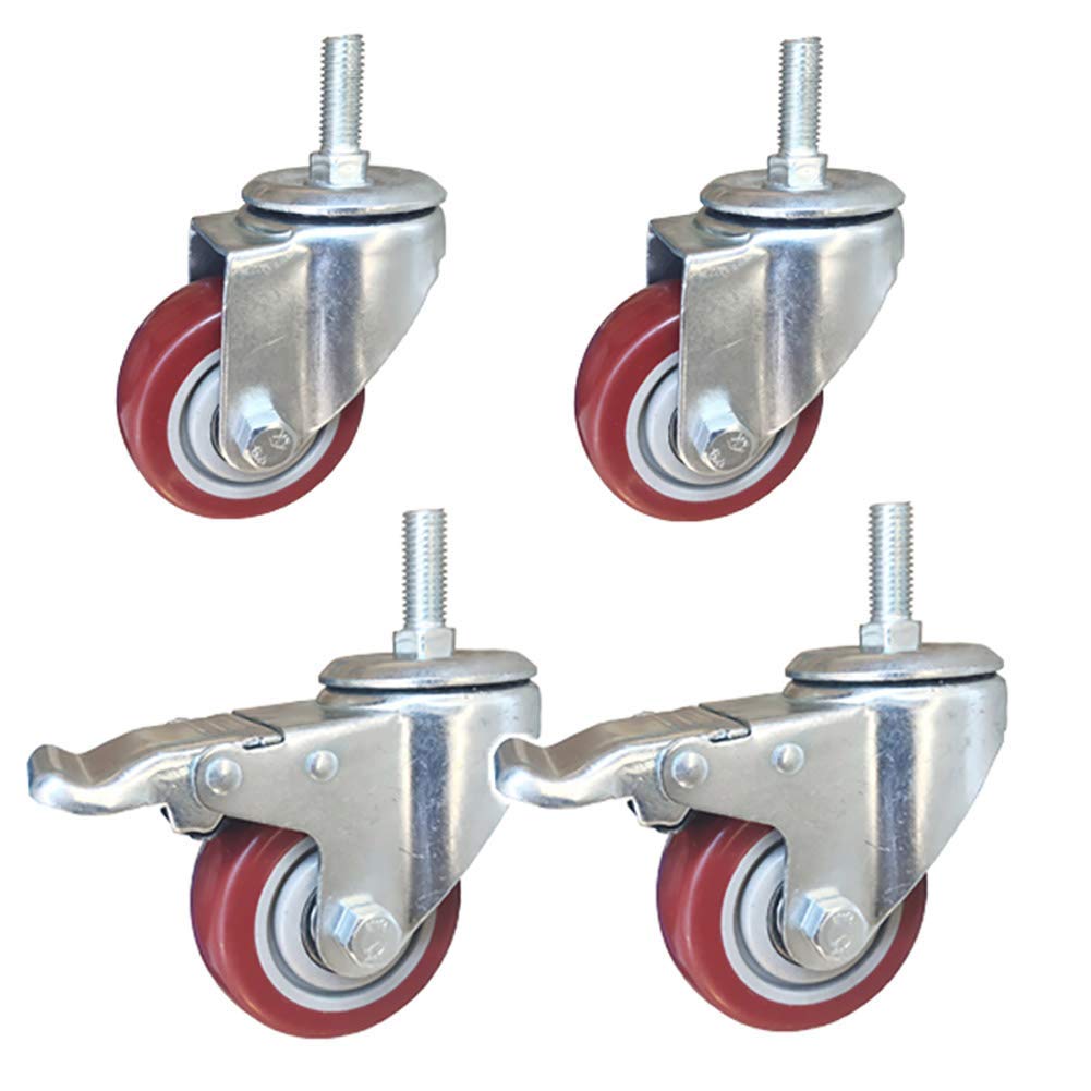 Lenkrollen Möbelrollen Industrielle Transportrollen M12-Gewinde Leise PU-Möbelwagenrollen Mit Bremse Universal 360° - 3" 4" 5 Zoll 400-52(4-inch 100mm)