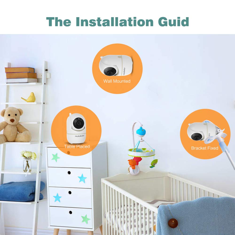 HelloBaby Baby Monitor con telecamera,display da 3,2 pollici,baby monitor video e audio,telecamera per bambini Pan-Tilt-Zoom a distanza, visione notturna, funzione citofono,HB65