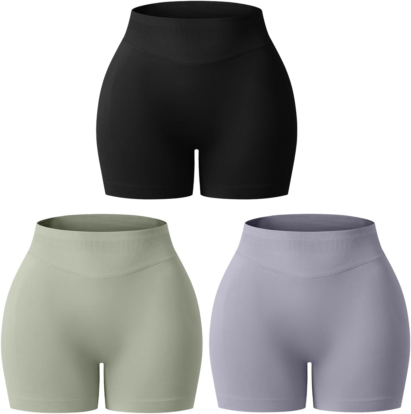 Workout Gym Shorts Women 5" Seamless Scrunch Butt Lifting Tummy Control Ruched Booty Yoga - Image 7