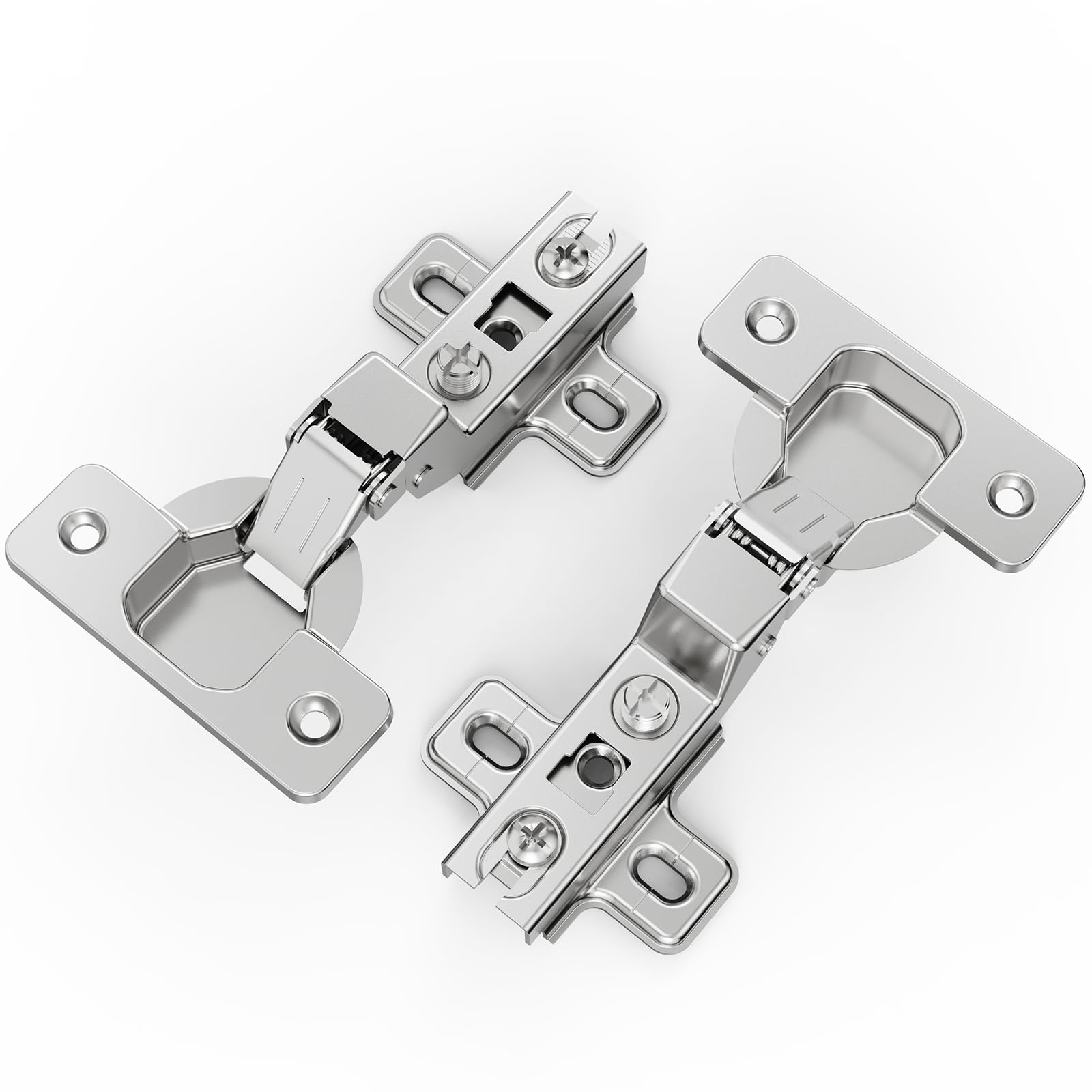 Chibery Confezione da 50 cerniere a incasso, chiusura standard regolare, scorrevoli, a chiusura automatica, senza cornice, europee, 105 gradi, compatte per cucina, bagno, nichelate