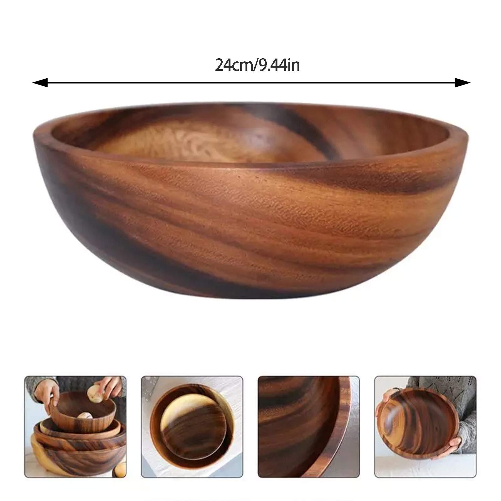 Cuenco de Ensalada de Madera Natural Decoración de Frutas Cuenco práctico Cocina del hogar Cuenco de Madera Vajilla Cocina de Restaurante