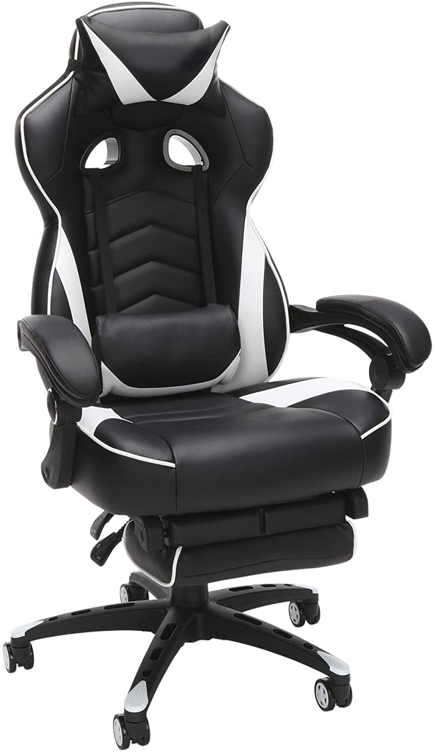 Mahmayi RSP-110 Modern Racing Style Gaming Chair, Computer Chair, Desk Chair, Ergonomic Chair with Footrest - White