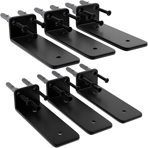 Paquete de 6 soportes flotantes minimalistas de 6 pulgadas, soportes de estante ocultos de acero al carbono de 15 pulgadas de grosor, soportes