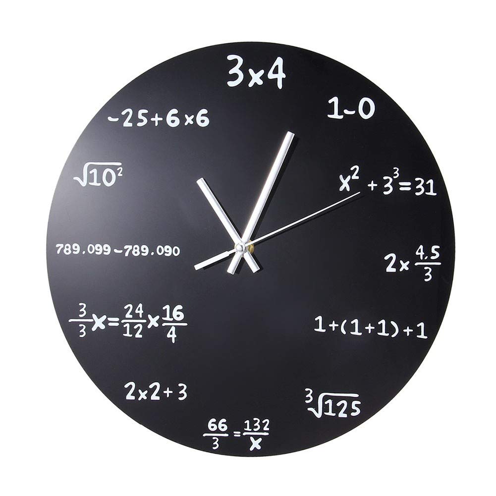 Horloge murale équations mathématiques noire déco salon 11in