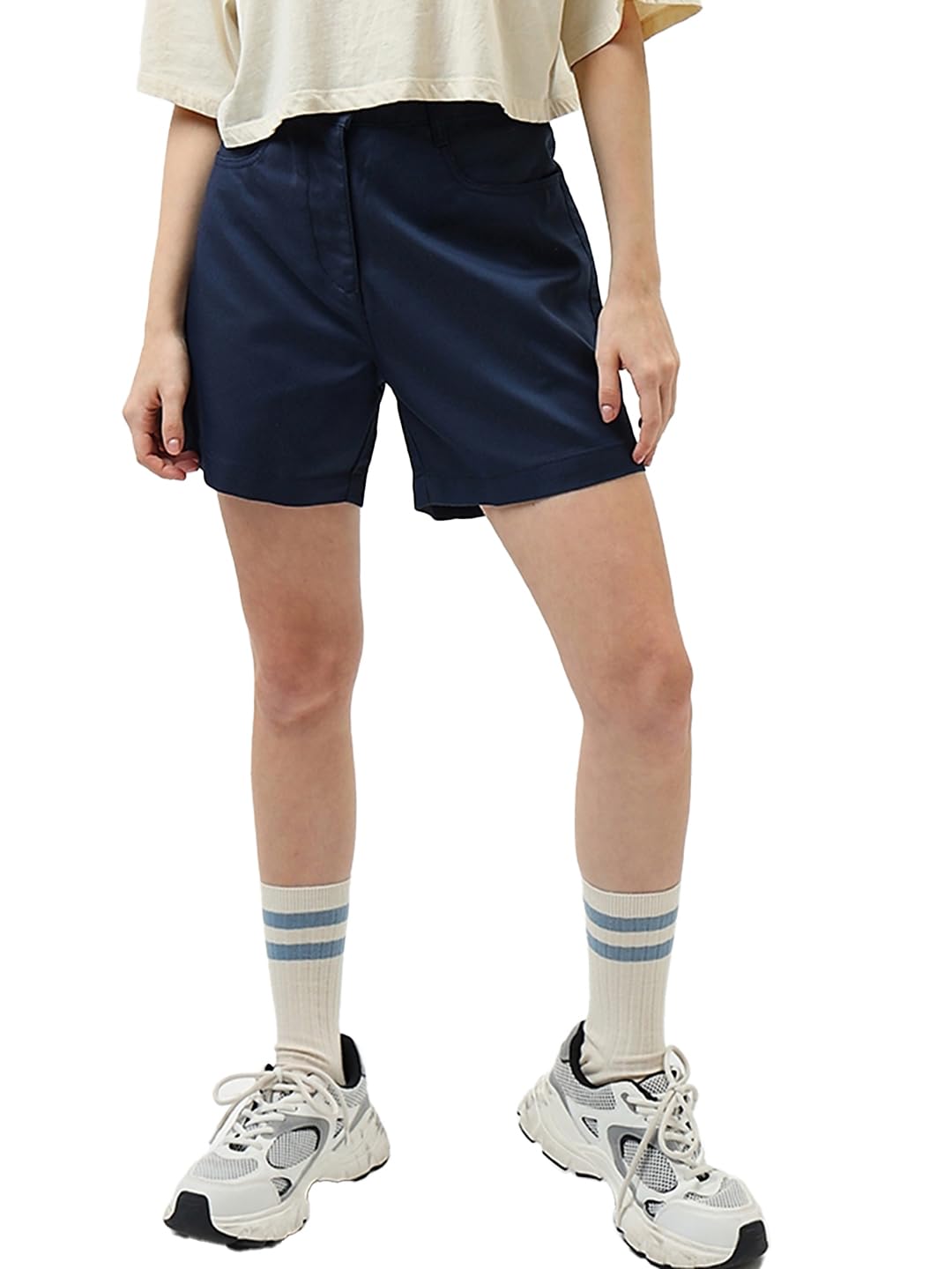 bewakoof Women's Solid Wide Leg Cotton Shorts-picture-20