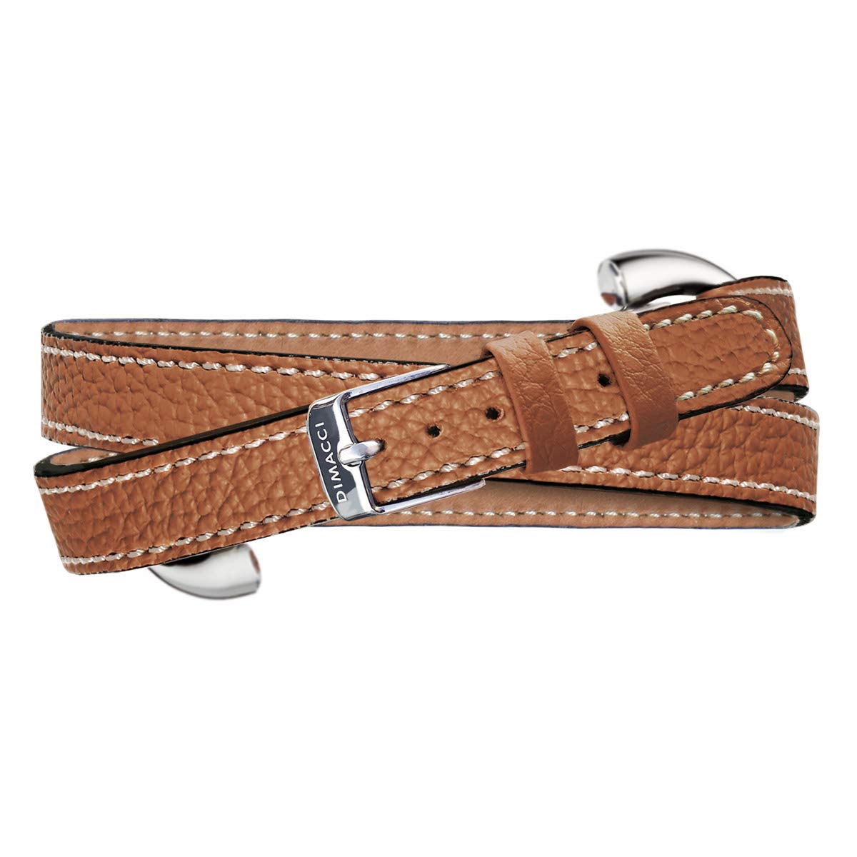 Trensen-Armband Kalbsleder | Alba-Kollektion in Cognac Silber-Optik aus Edelstahl | Schmuck für Reiter-Damen in Geschenk-Box | Mit Gravur