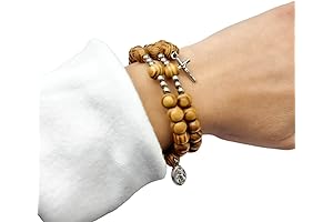 Classic and Elegant Wooden Olive Wood Beads Rosary Bracelet for Catholic Women
